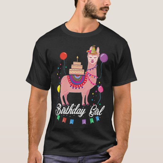 Leuke Verjaardag Llama Meisje Alpaca Dier Kinderen T-shirt (Voorkant)