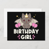 Leuke Verjaardag Meisje Bat Graphic Feestdagenkaart (Voorkant / Achterkant)