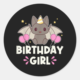 Leuke Verjaardag Meisje Bat Graphic Ronde Sticker