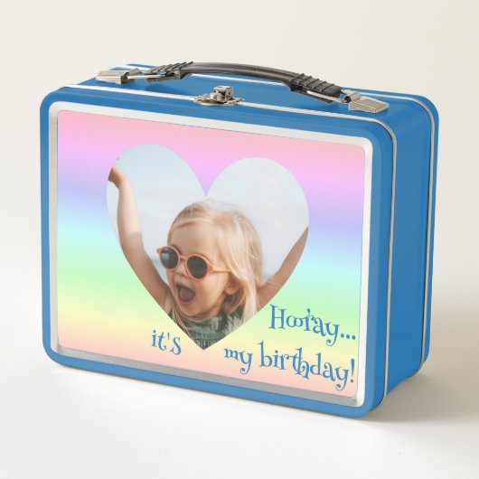 Leuke Verjaardag Naam Foto Pastel Rainbow Heart Bl (Voorkant)