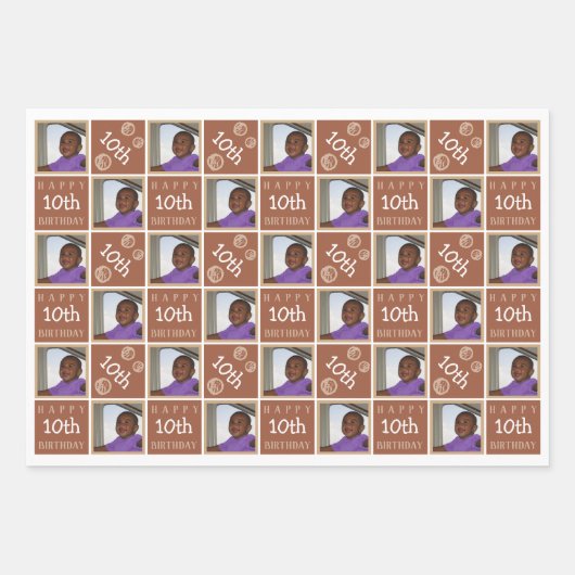 Leuke Verjaardag Neutrals 3 Foto Willekeurige Leef Inpakpapier Vel (Voorkant 3)