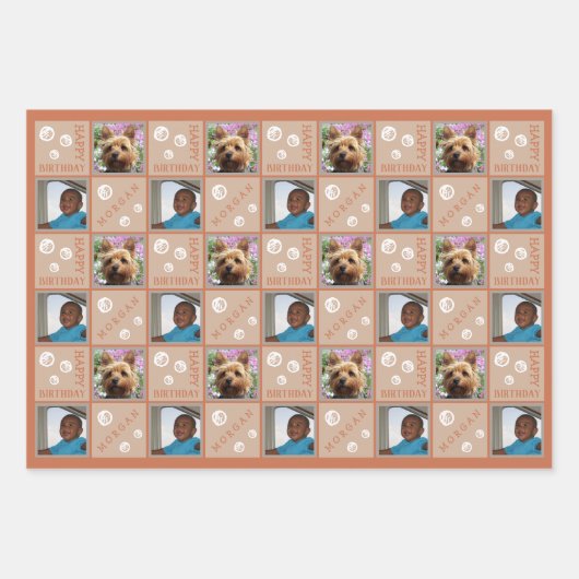 Leuke Verjaardag Neutrals 3 Foto Willekeurige Leef Inpakpapier Vel (Voorkant)