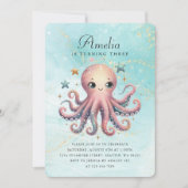 Leuke verjaardag octopus uitnodiging (Voorkant)