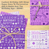 Leuke Verjaardag Paarse Alle Leeftijd Voeg Kindern Inpakpapier Vel