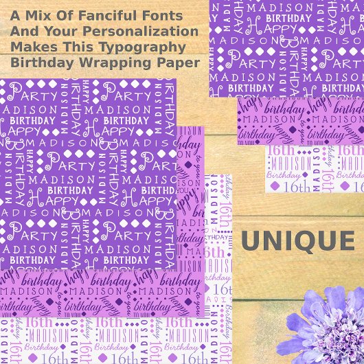 Leuke Verjaardag Paarse Alle Leeftijd Voeg Kindern Inpakpapier Vel