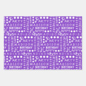 Leuke Verjaardag Paarse Alle Leeftijd Voeg Kindern Inpakpapier Vel (Voorkant)