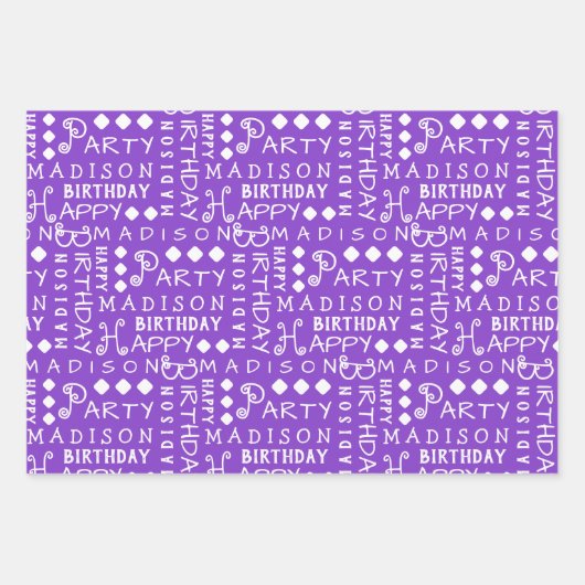 Leuke Verjaardag Paarse Alle Leeftijd Voeg Kindern Inpakpapier Vel (Voorkant)