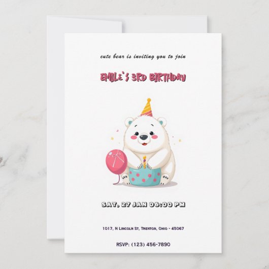 Leuke verjaardag Polar Beer met Party Pet Kaart (Voorkant)