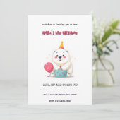 Leuke verjaardag Polar Beer met Party Pet Kaart (Staand voorkant)