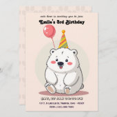 Leuke verjaardag Polar Beer met Party Pet Kaart (Voorkant / Achterkant)