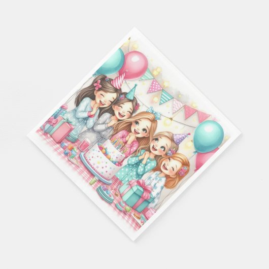 Leuke verjaardag pyjama party papier servet (Hoek)