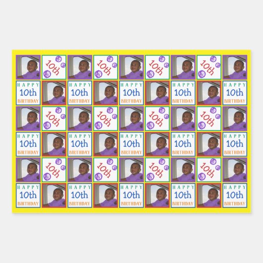 Leuke Verjaardag Regenboog 3 Foto Willekeurige Lee Inpakpapier Vel (Voorkant 3)