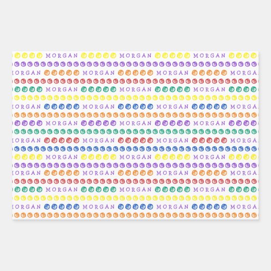 Leuke Verjaardag Regenboog 3 Foto Willekeurige Lee Inpakpapier Vel (Voorkant 2)