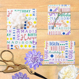 Leuke verjaardag regenboog elke leeftijd toevoegen inpakpapier vel