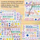 Leuke verjaardag regenboog elke leeftijd toevoegen inpakpapier vel