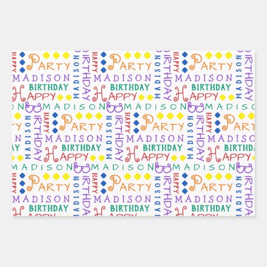 Leuke verjaardag regenboog elke leeftijd toevoegen inpakpapier vel (Voorkant)