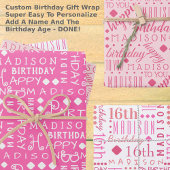 Leuke Verjaardag Roze Elke Leeftijd Voeg Kindernaa Inpakpapier Vel