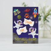 Leuke verjaardag ruimte astronaut bedankkaart (Staand voorkant)