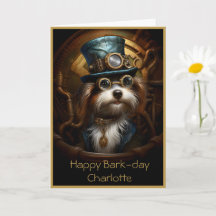 Leuke Verjaardag Steampunk Dog Aangepaste Naam 033