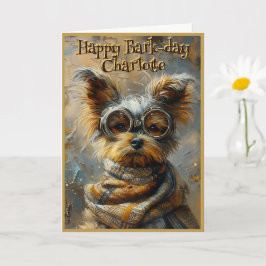 Leuke Verjaardag Steampunk Yorkie Custom Name 163 Kaart