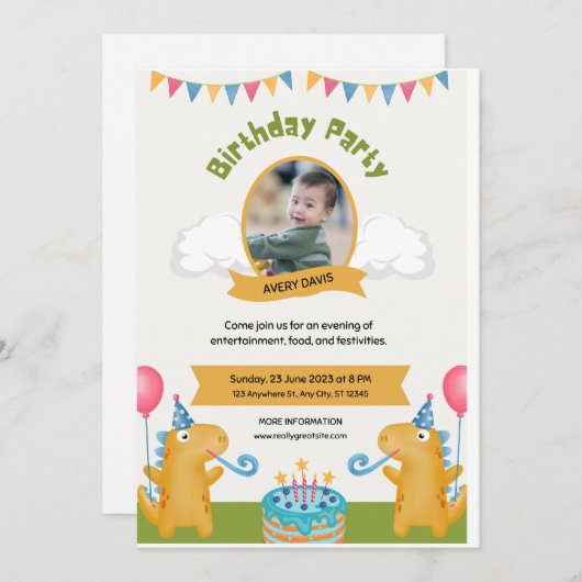 Leuke verjaardag uitnodiging (Voorkant / Achterkant)