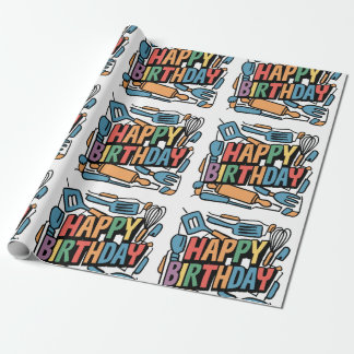 Leuke verjaardag voor koks Abstract Cadeaupapier