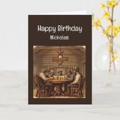 Leuke Verjaardag Western Saloon Beer Kaart (Gele Bloem)