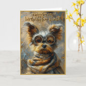 Leuke verjaardag Yorkshire Terrier aangepaste naam Kaart (Gele Bloem)