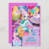 Leuke verjaardag zeemeermin uitnodiging (Voorkant / Achterkant)