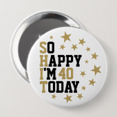 Leuke verjaardag zwart en goud sterren aangepaste  ronde button 4,0 cm (Voorkant /achterkant)