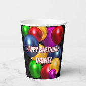 Leuke verjaardagsballonnen gepersonaliseerd papieren bekers (Achterkant)