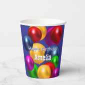 Leuke verjaardagsballonnen gepersonaliseerd papieren bekers (Achterkant)