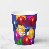 Leuke verjaardagsballonnen gepersonaliseerd papieren bekers (Voorkant)