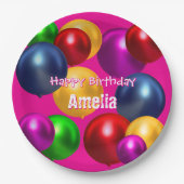 Leuke verjaardagsballonnen gepersonaliseerd papieren bordje (Voorkant)