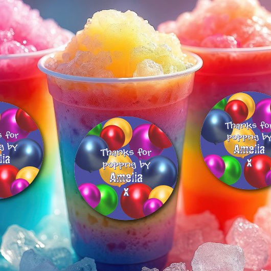 Leuke verjaardagsballonnen gepersonaliseerde gunst ronde sticker