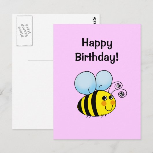 Leuke verjaardagsbijen Kaart - Hand getekende stij (Voorkant / Achterkant)