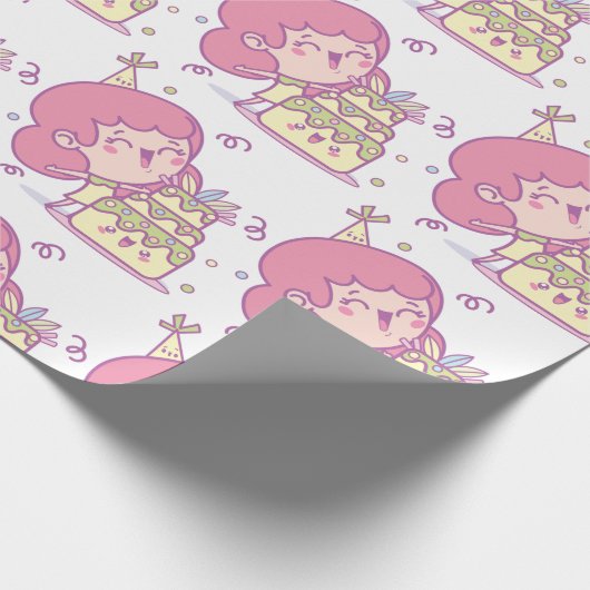 Leuke verjaardagscadeau wrap taart en Pet meisje t Cadeaupapier (Hoek)