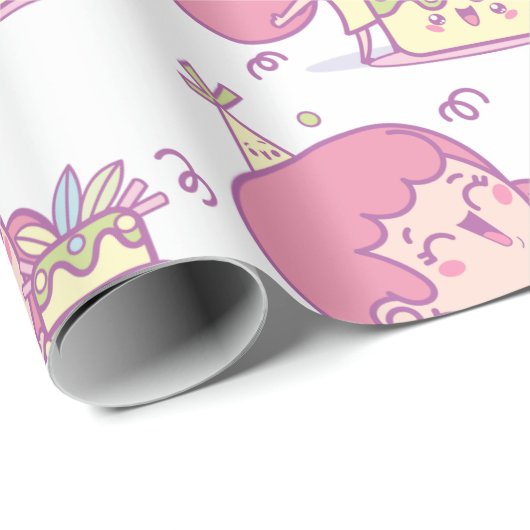 Leuke verjaardagscadeau wrap taart en Pet meisje t Cadeaupapier (Rol Hoek)