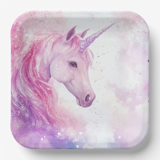 Leuke verjaardagsfeest Eenhoorn Papier Bord (Voorkant)