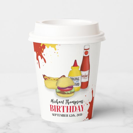 Leuke verjaardagsfeestje BBQ Custom Papieren Bekers (Achterkant)