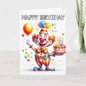Leuke verjaardagsfeestje clown kaart (Voorkant)