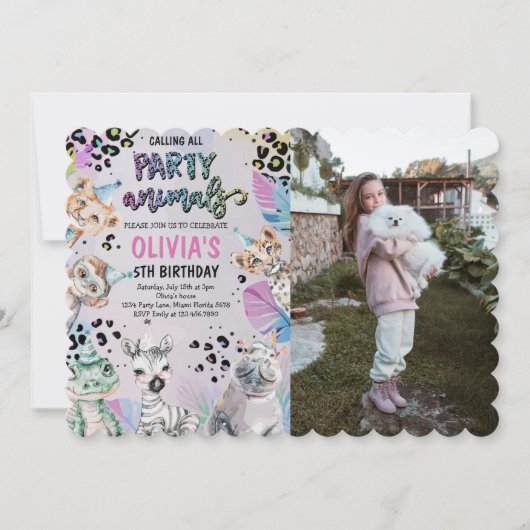 Leuke verjaardagsfeestje dieren Foto Kaart (Voorkant)