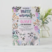 Leuke verjaardagsfeestje dieren kaart (Staand voorkant)