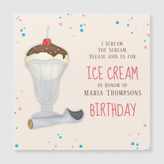 Leuke verjaardagsfeestje magnetische uitnodiging (Voorkant)