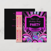 Leuke verjaardagsfeestje meisjes Hot Pink Tickets Kaart (Voorkant / Achterkant)