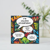 Leuke verjaardagsfeestje moderne cartoon spraakbal kaart (Staand voorkant)