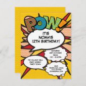 Leuke Verjaardagsfeestje Strip POW Uitnodiging Briefkaart (Voorkant / Achterkant)