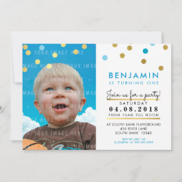 Leuke verjaardagsfeestje UITNODIGEN blauwe faux go Kaart