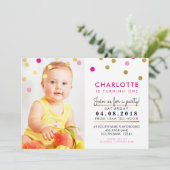 Leuke verjaardagsfeestje UITNODIGEN roze gouden sp Kaart (Staand voorkant)