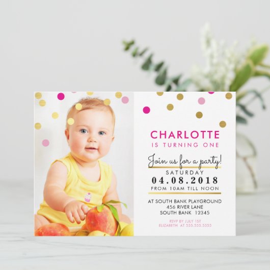 Leuke verjaardagsfeestje UITNODIGEN roze gouden sp Kaart (Staand voorkant)